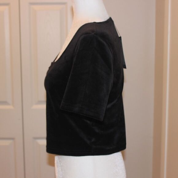 NWT Vero Moda Black Crop Velvet Top Women Size M Medium - Picture 6 of 13